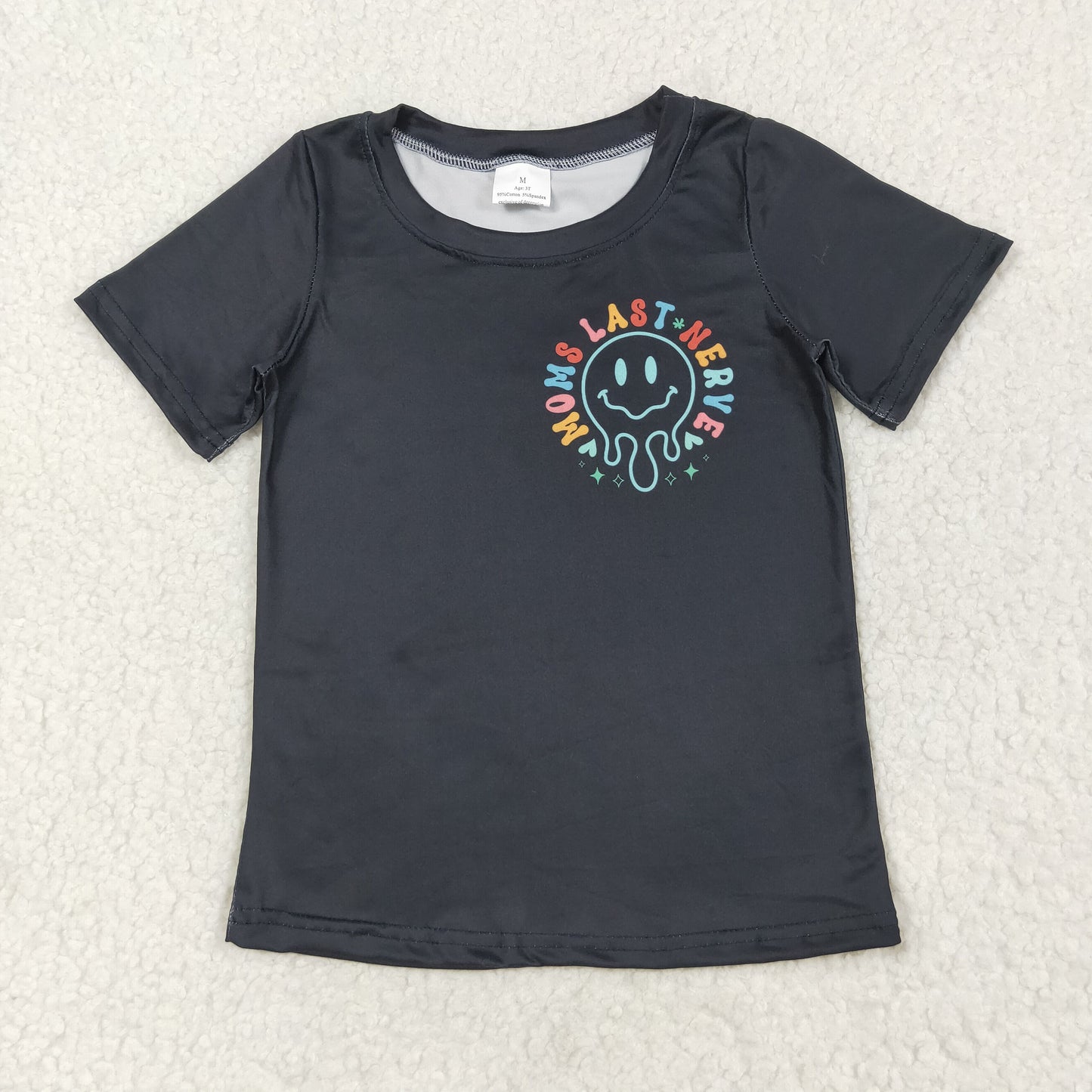 GT1026 Baby Boys Girls Black Smiles On My Moms Last Nerve Tee Shirts Top   D 7.14