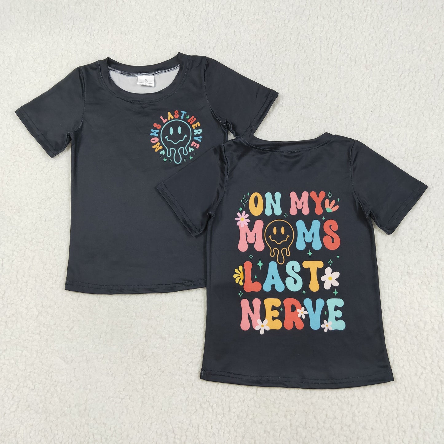GT1026 Baby Boys Girls Black Smiles On My Moms Last Nerve Tee Shirts Top   D 7.14
