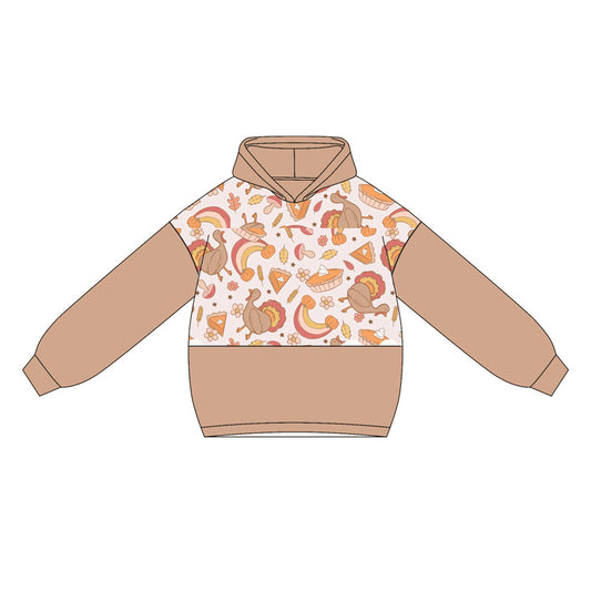 presale GT1031  Baby Girls Gray Long Sleeves Turkey Flowers Hoodies Top  D 5.9