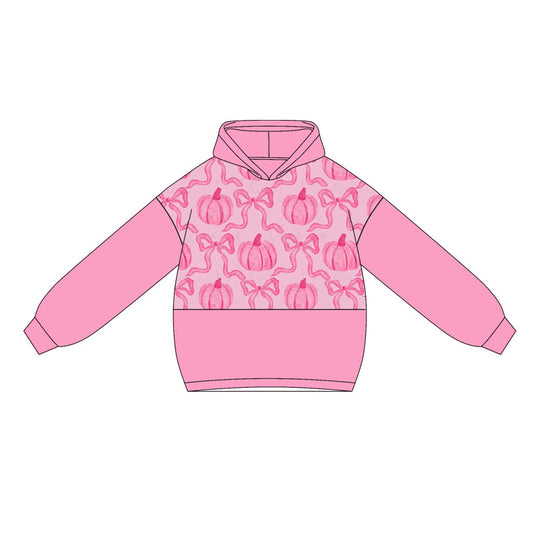 presale GT1037 Baby Girls Pink Long Sleeves Bows Pumpkins Hoodies Top D 5.9