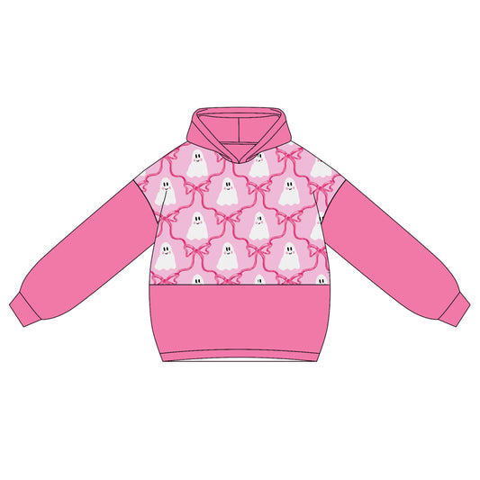 presale GT1038 Baby Girls Hot Pink Long Sleeves Bows Ghosts Hoodies Top D 5.9