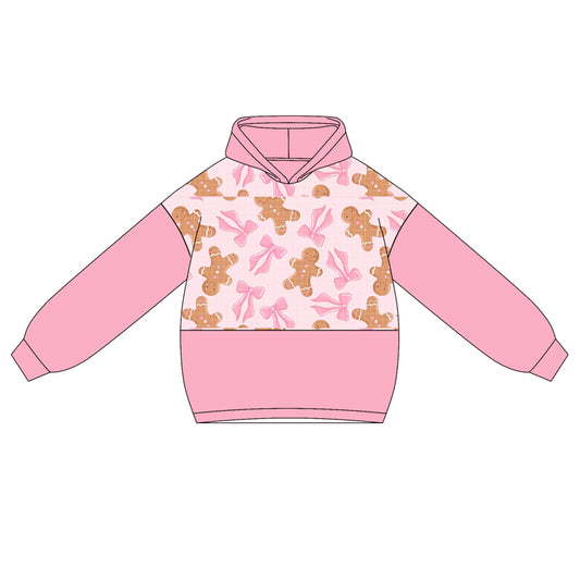 presale GT1041 Baby Girls Pink Long Sleeves Bows Gingerbread Hoodies Top D 5.9