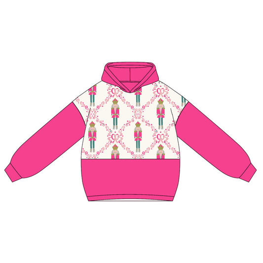 presale GT1043  Baby Girls Hot Pink Long Sleeves Bows King Plaid Santa Hoodies Top D 5.9