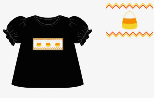 presale GT1046 Baby Girls Black Short Ruffle Sleeves Candy Tunic Tee Shirts D 5.15