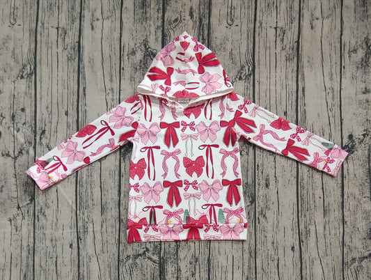 presale GT1059 Baby Girls Long Sleeves Pink Bows Plaid Hoodies Top  D 5.27