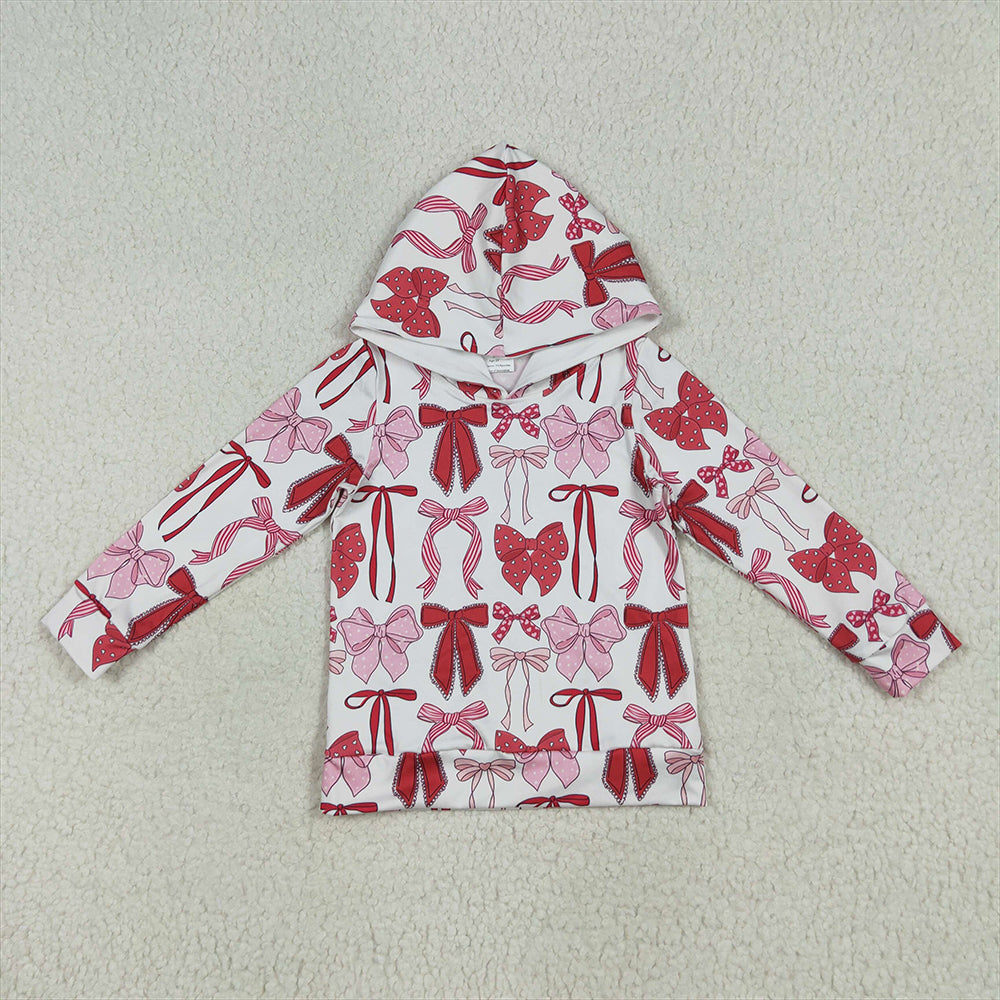GT1059 Baby Girls Long Sleeves Pink Bows Plaid Hoodies Top  D 6.24