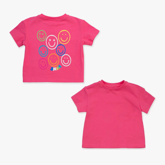 presale GT1077 Baby Girls Hot Pink Short Sleeves Smiles Tee Shirts Top D 6.4