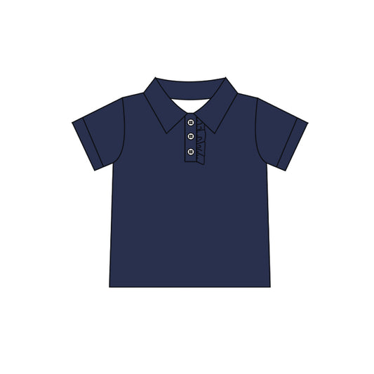 presale GT1086 Baby Girls Navy Short Sleeves Button Cotton Polo Shirts Top D 6.9