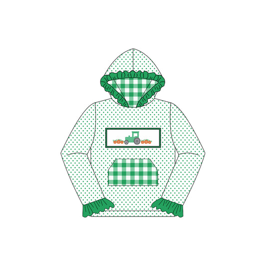 presale GT1105 Baby Girls Polka Dots Long Ruffle Sleeves Truck Pumpkins Pocket Hoodies Top D 7.3