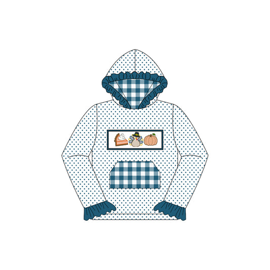 presale GT1108 Baby Girls Polka Dots Long Ruffle Sleeves Pie Pumpkin Turkey Pocket Hoodies Top D 7.3