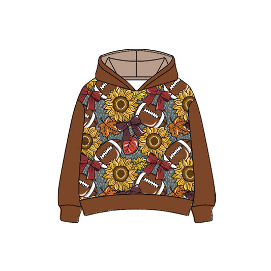 presale  GT1113 Baby Boys Brown Long Sleeves Sunflowers Footballs Hoodies Top D 7.8