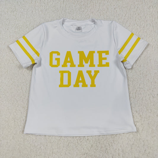 GT1115  Baby Girls Short Sleeves Yellow Game Day Yoga Tee Shirts Top D 8.7