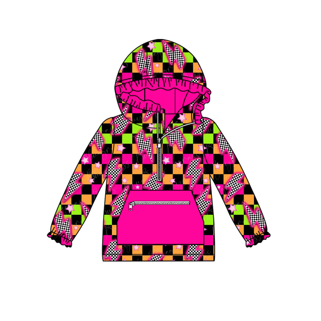 presale GT1117 Baby Girls Long Sleeves Lights Stars Plaid Pockets Zipper Hoodies Top  D 820