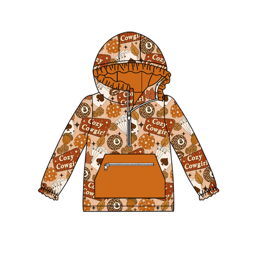presale GT1120 Baby Girls Long Sleeves Cozy Cowgirl Pumpkins Pockets Zipper Hoodies Top   D 7.16
