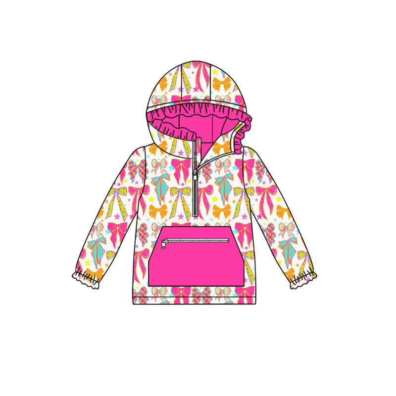 GT1121 Baby Girls Long Sleeves Colorful Bows Stars Pockets Zipper Hoodies Top   D 920