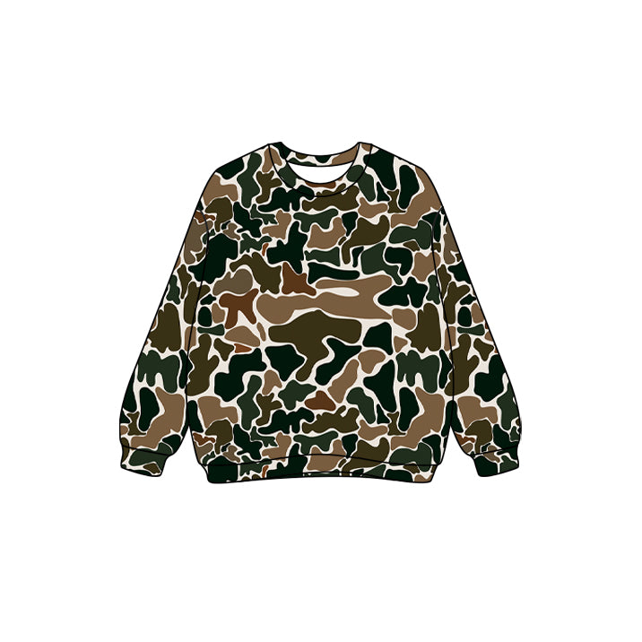GT1122 Adult Women Dark Green Camo Long Sleeves Western Tee Shirts Top    D 1020