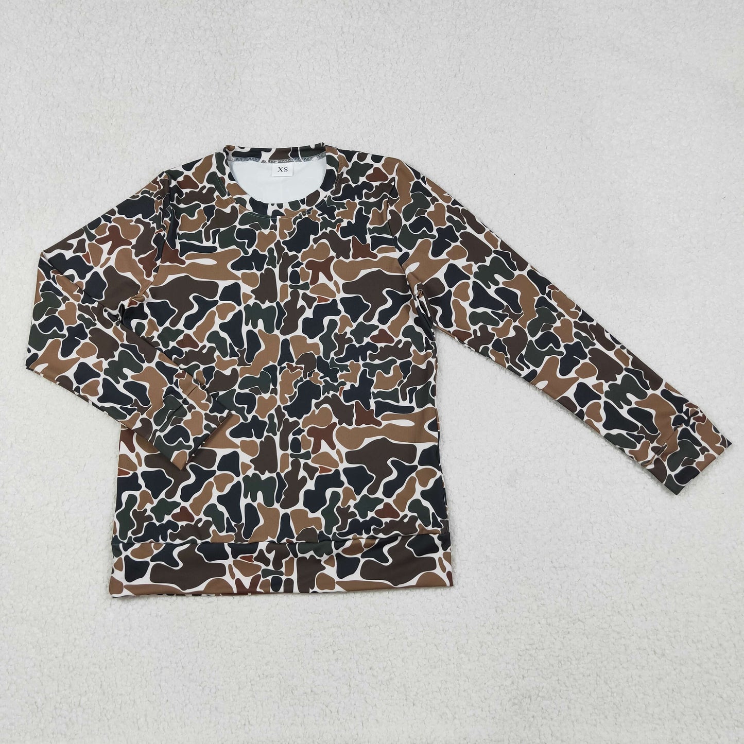 GT1122 Adult Women Dark Green Camo Long Sleeves Western Tee Shirts Top    D 1020
