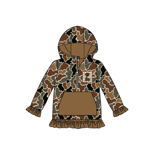 presale GT1132 Baby Girls Brown Camo Long Sleeves Dog Pocket Zipper Western Hoodies D 7.22