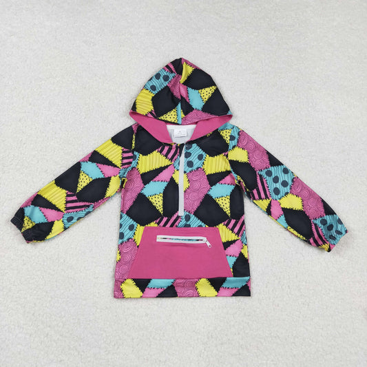 GT1137  Baby Girls Colorful Aztec Long Sleeves Pocket Zipper Western Hoodies  D 829