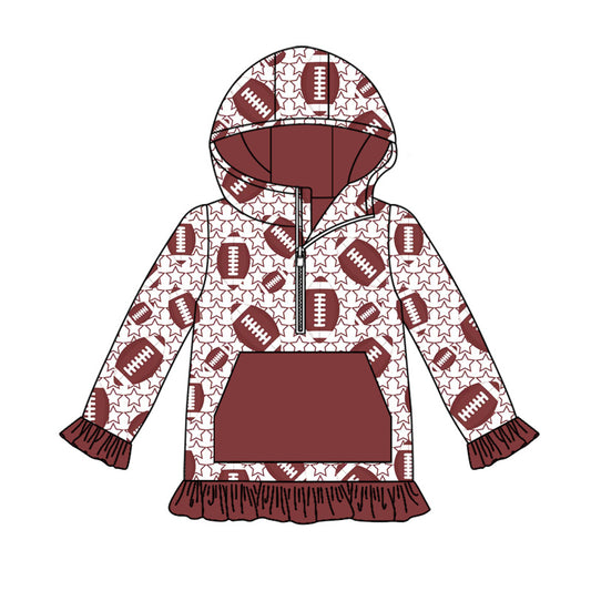 presale GT1138 Baby Girls Footballs Stars Plaid Pockets Zipper Team Hoodies D 7.28