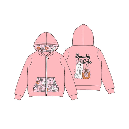 presale GT1140 Baby Girls Pink Halloween Ghosts Pumpkins Pocket Zipper Hoodies D 7.28