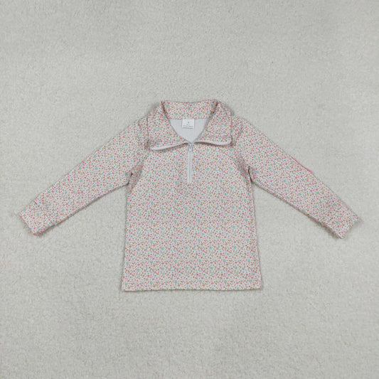 GT1145 Baby Girls Long Sleeves Pink Floral Zipper Hoodies Top D 908