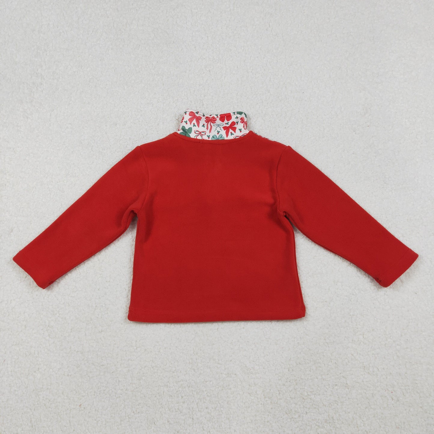 GT1150 Baby Girls Red Green Bows Christmas Half Zipper Pullover Top  D 1022
