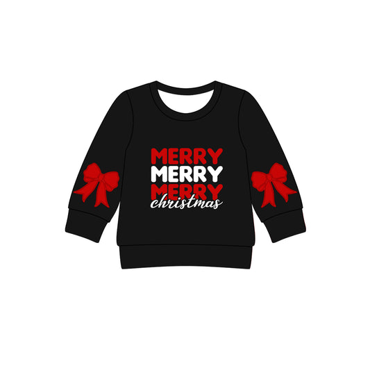 presale GT1160 Baby Girls Black Merry Christmas Tee Shirts Top D 815