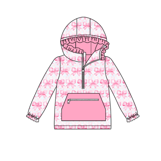 presale GT1193 Baby Girls Pink Bows Pockets Zipper Hoodies Top D 905