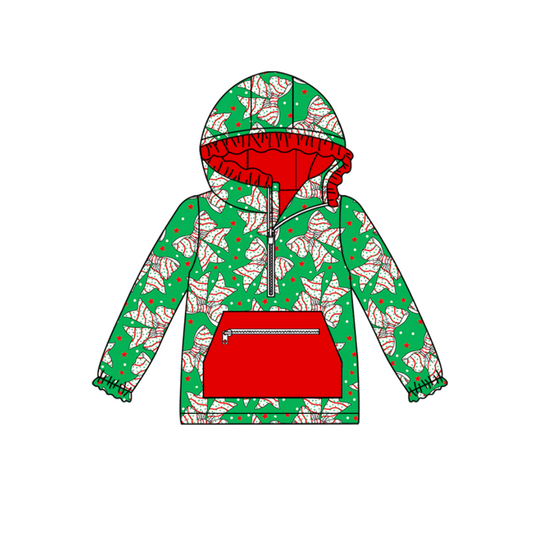 presale GT1194 Baby Girls Trees Bows Stars Christmas Pockets Zipper Hoodies Top D 905