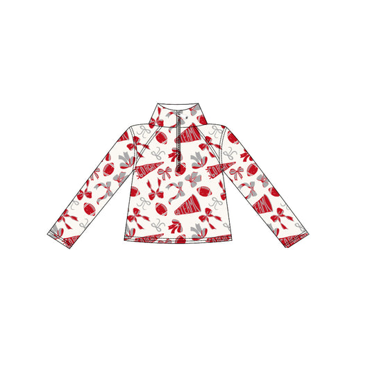 presale GT1198 Baby Girls Red Bows Go Team Yoga Zipper Pullovers Top D 906