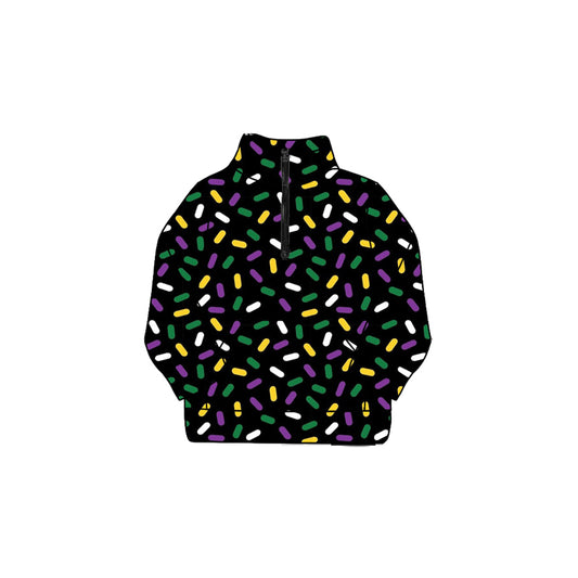 presale GT1220 Baby Girls Mardi Gras Sprinkles Yoga Pocket Zipper Pullovers Top  D 909