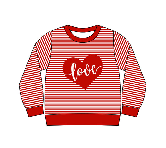 presale GT1234 Baby Girls Long Sleeve Red Stripe Love Heart Valentine Tee Shirts Top  D 917
