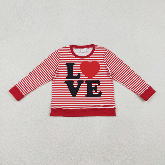 GT1235 Baby Girls Long Sleeve Red Stripe Love Heart Valentine Tee Shirts Top   D 1028