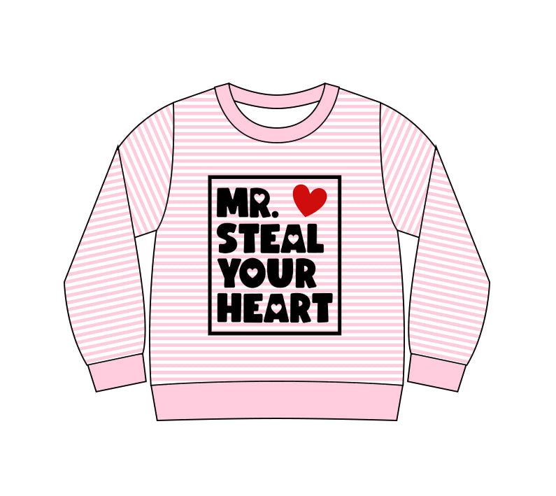 presale GT1236 Baby Girls Long Sleeve Pink Stripe Heart Valentine Tee Shirts Top  D 917