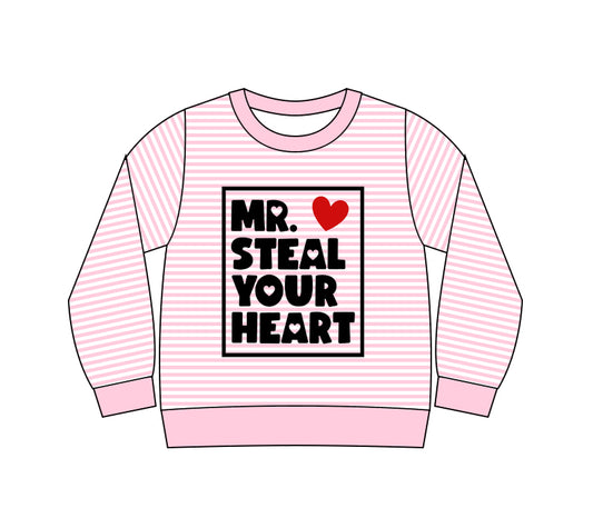 presale GT1236 Baby Girls Long Sleeve Pink Stripe Heart Valentine Tee Shirts Top D 917