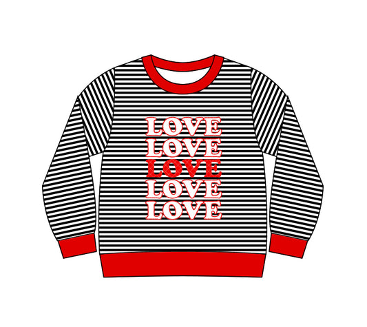 presale GT1237 Baby Girls Long Sleeve Black Stripe Love Valentine Tee Shirts Top  D 917