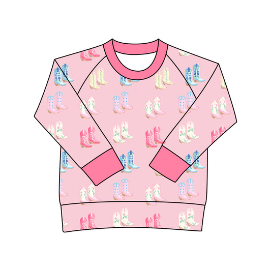 presale GT1238 Baby Girls Pink Long Sleeve Boots Tee Shirts Top  D 918