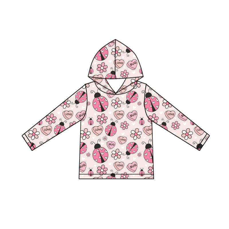 presale GT1242 Baby Girls Long Sleeve Pink Flowers Hearts Valentine Hoodies Top   D 922
