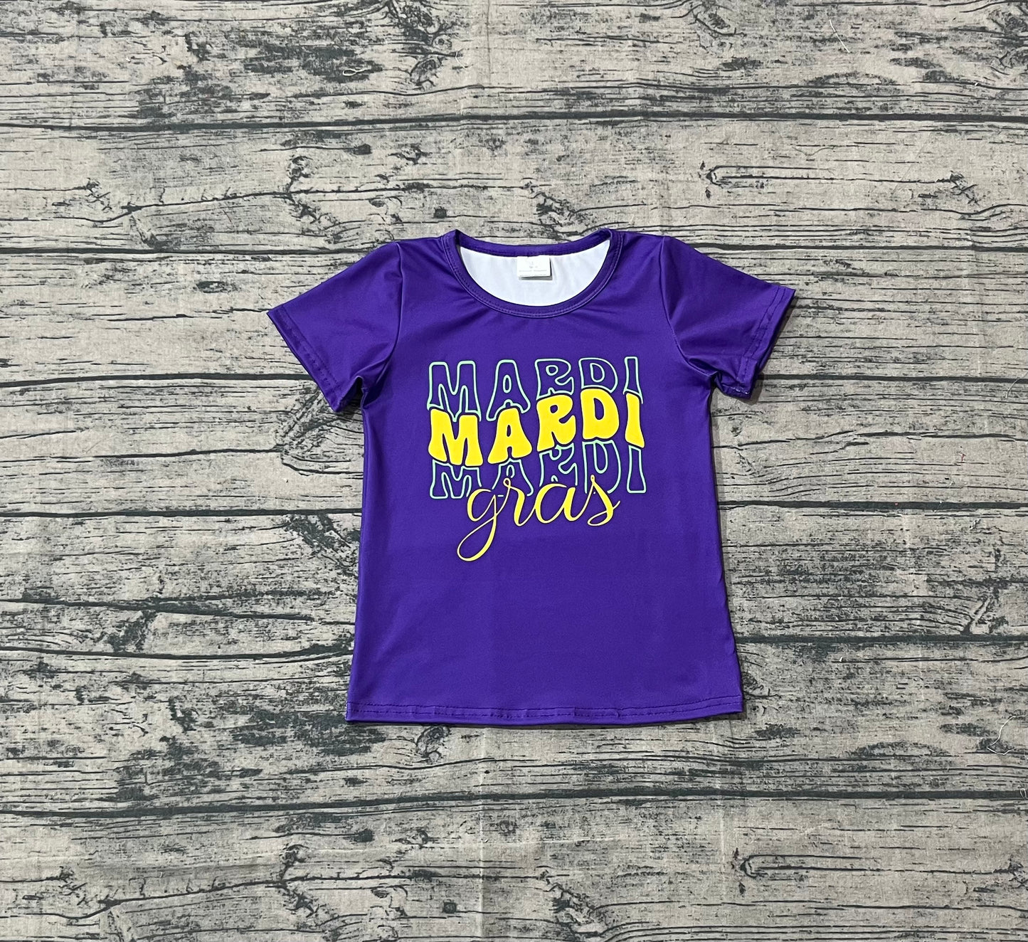 GT1253 Baby Girls Purple Short Sleeve Donuts Bows MARDI GRAS Tee Shirts Top  D 1001