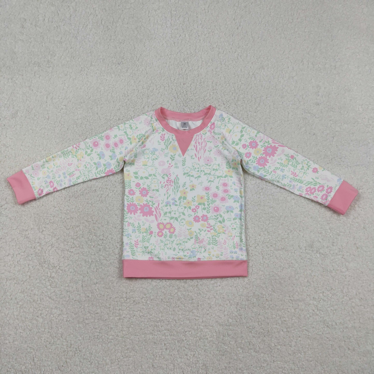 Baby Girls Long Sleeve Yoga Active Tee Shirts Pink Flowers Design Comfortable Soft Top for Little Ones