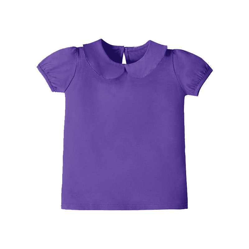 presale GT1306 Baby Girls Purple Short Ruffle Sleeve Yoga Collar Tee Shirts Top  D 1006
