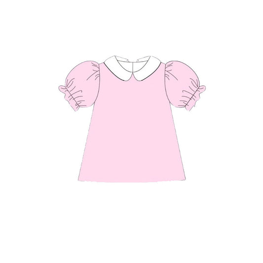 presale GT1307 Baby Girls Pink Short Ruffle Sleeve Collar Tee Shirts Tunic   D 1006