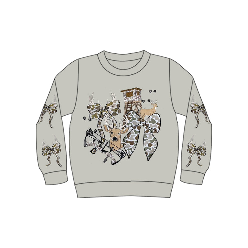 presale GT1399 Baby Boys Grey Long Sleeve Camo Bows Deer Hunting T-shirts Top  D 1104