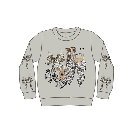 presale GT1399 Baby Boys Grey Long Sleeve Camo Bows Deer Hunting T-shirts Top  D 1104