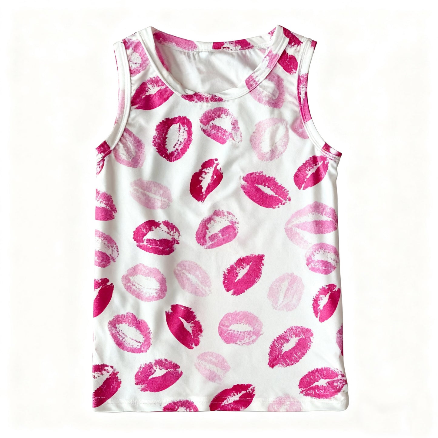 presale GT1419 Baby Girls Sleeveless Pink Mouths Valentine Vests T-shirts Top  D 1126