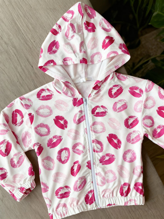 presale GT1420  Baby Girls Pink Mouths Valentine Zipper Hoodies Jacket  D 1126