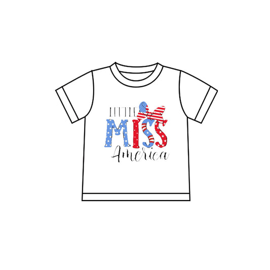 Presale GT1595 Summer T-shirt For Girls Baby Girls Short Sleeve Miss America 4th of July T-shirts Top