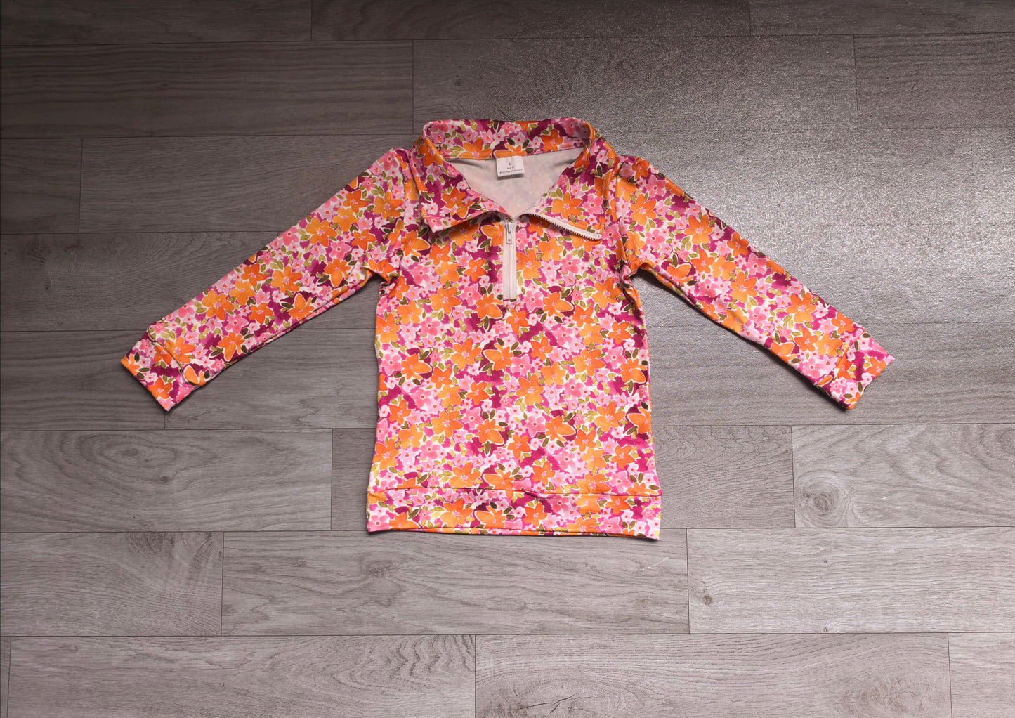 pre order girl fall flower zip up pullover shirt