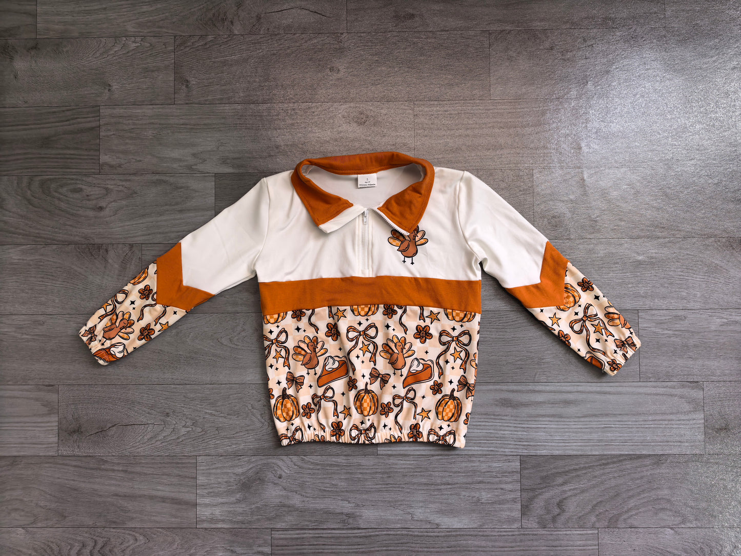 pre order long sleeve turkey zip pullover
